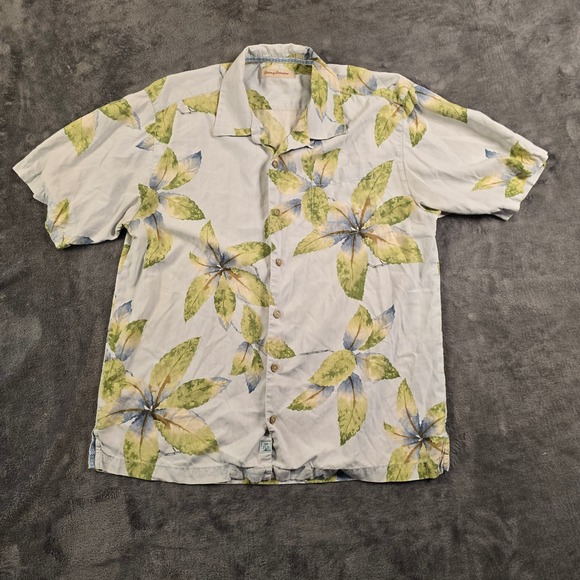 Tommy Bahama Other - Tommy Bahama Shirt Men XL Tropical Blue Green Leaf Print Short Sleeve Vacation